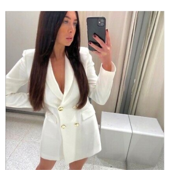 ZARA DOUBLE-BREASTED CROSSOVER FROCK COAT BLAZER - Picture 4 of 6